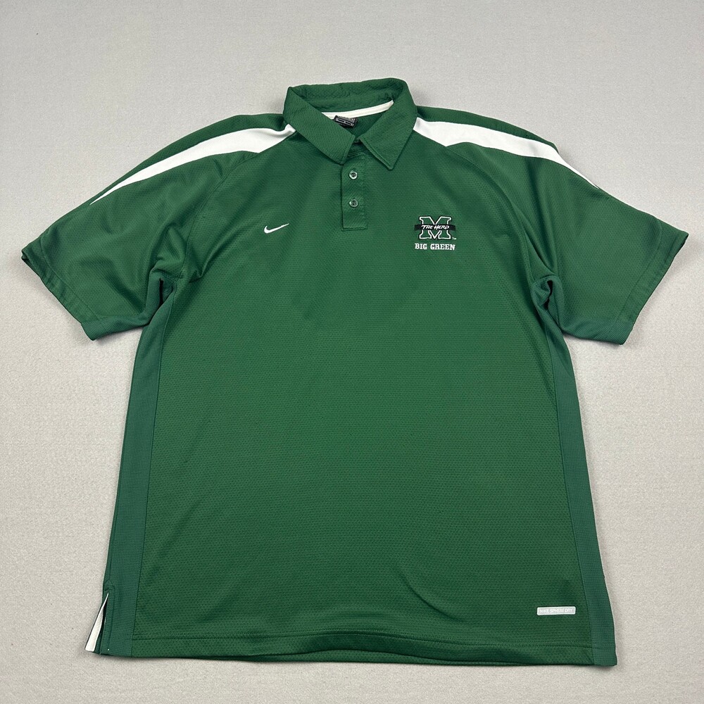 Vintage Marshall Thundering Herd Polo Men L Green Nike Sphere Dry Sideline 90s
